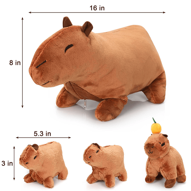 Animal de peluche de capibara de 16 pulgadas con juguete de