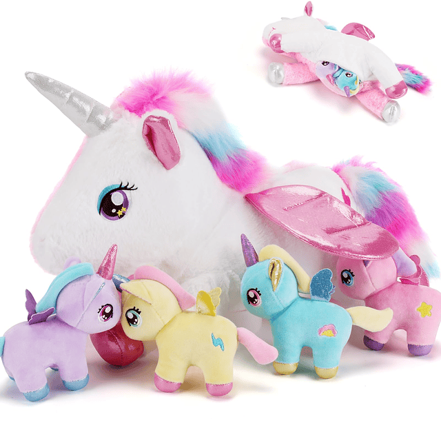 5 piezas de animales de peluche de unicornio 1 unicornio de