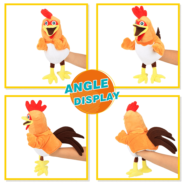 Marioneta de mano de pollo, juguete de peluche con boca móvi