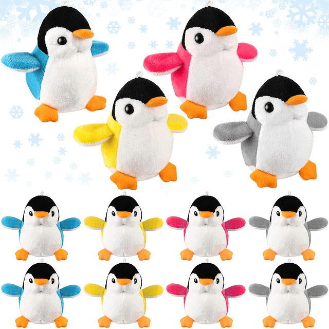 12 Piezas Mini Pingüino de Felpa de Navidad Juguetes de Pelu