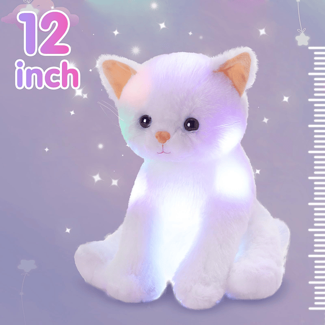 Animal de peluche de gato con luz LED, gatito brillante, jug