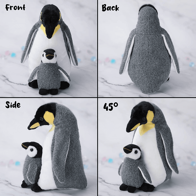 Juguete de peluche de la familia de pingüinos, muñeco de pel