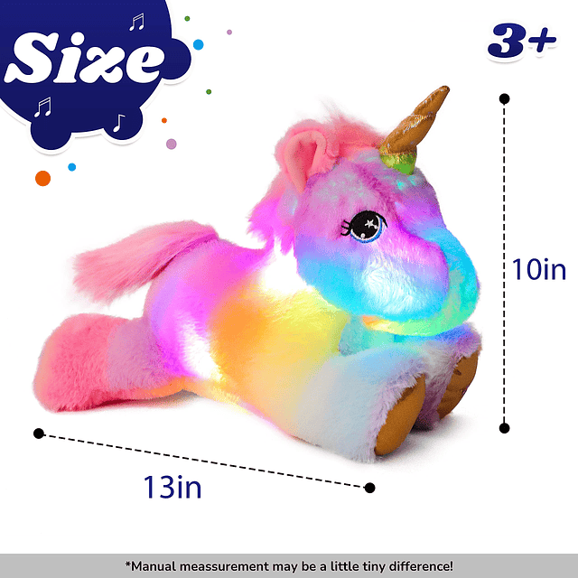 Peluche musical Unicornio Animal de peluche Luz LED brillant