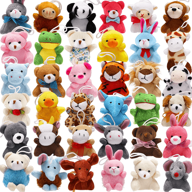 Paquete de 38 mini regalos de fiesta de animales de peluche