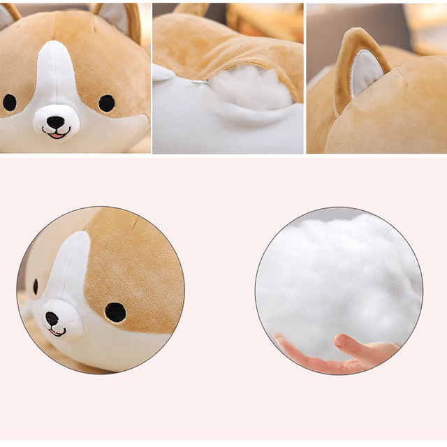 Almohada de felpa para perro Corgi, suave y lindo Shiba Inu