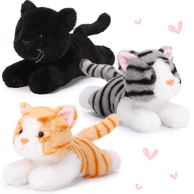 3 piezas de peluche de gato de 9 pulgadas, gato de peluche l