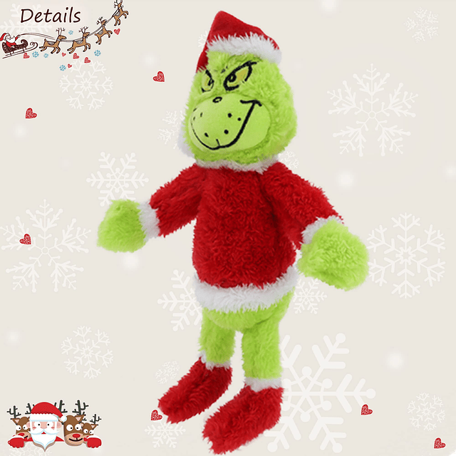 Juguetes de peluche de monstruo verde navideño, peluche de p