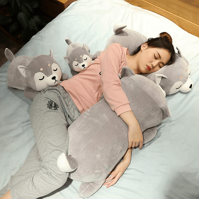 Almohada de peluche Husky, almohada de peluche Husky para ca