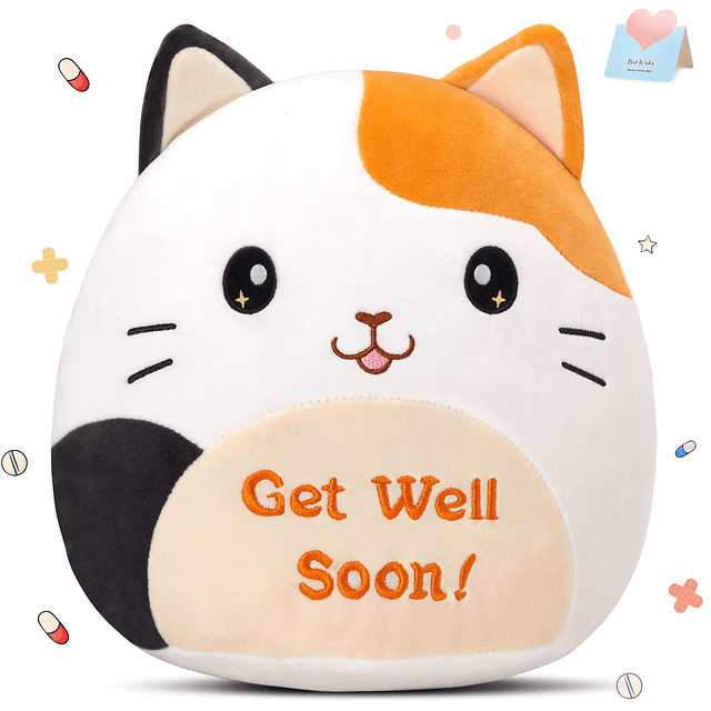 Almohada de felpa para gato Get Well Soon de 12.0 in, animal