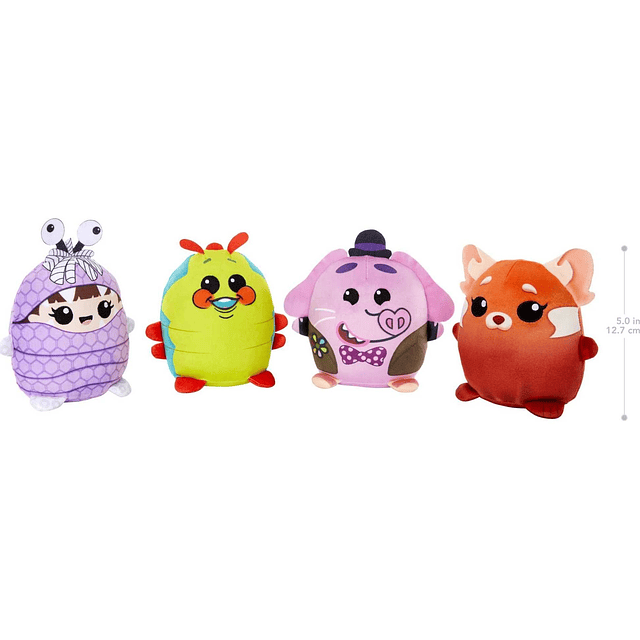 Disney100 Pixar Pals Cuutopia 4 juguetes de peluche, muñecos