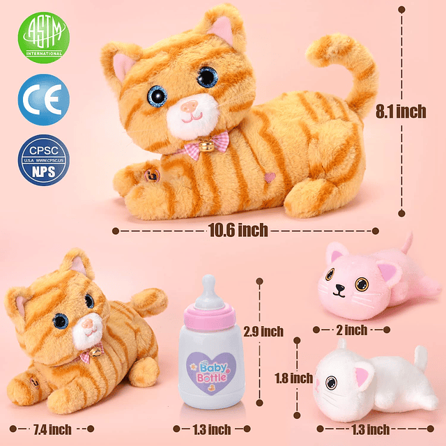 Juguetes electrónicos de peluche para gatos para niños de 3,