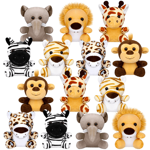 14 Piezas Safari Mini Juguetes de Peluche de Animales de la