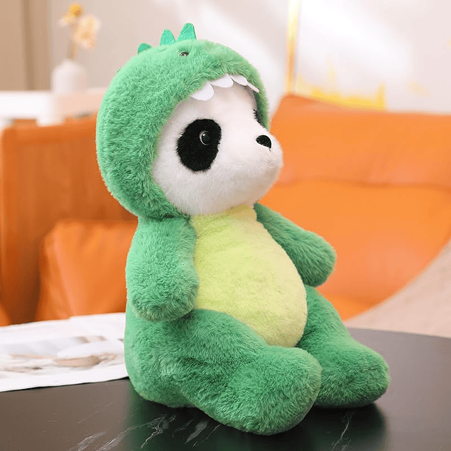 Lindo animal de panda de peluche Cosplay como dinosaurio ros