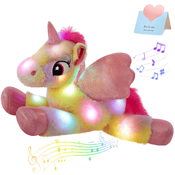 Animal de peluche de unicornio arcoíris musical iluminado de