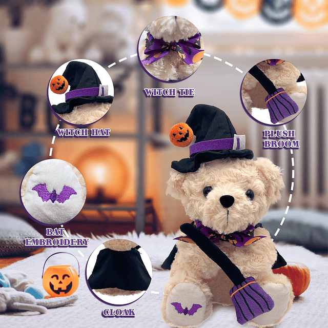 Oso de peluche de Halloween – Oso de peluche de bruja de cal