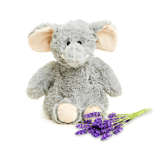 Warmies Peluche de elefante gris, calentable y refrigerable