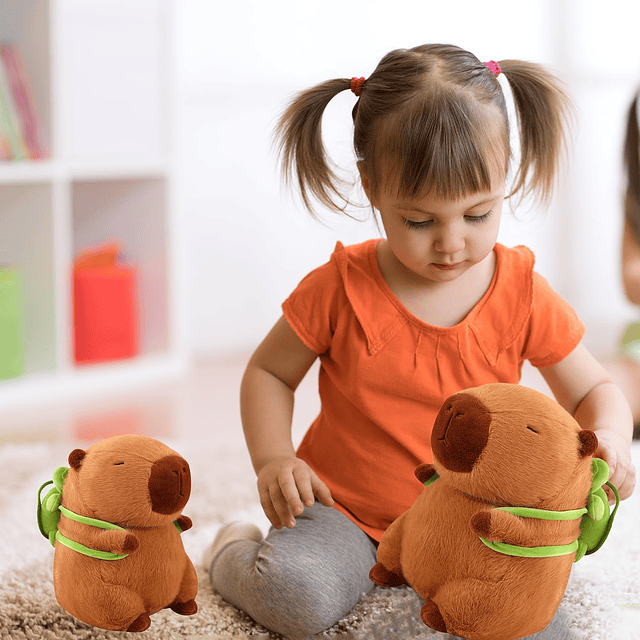 Peluche de capibara con mochila de tortuga, animal de peluch