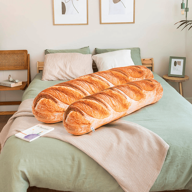 Almohada de felpa de pan de simulación 3D, almohada suave pa