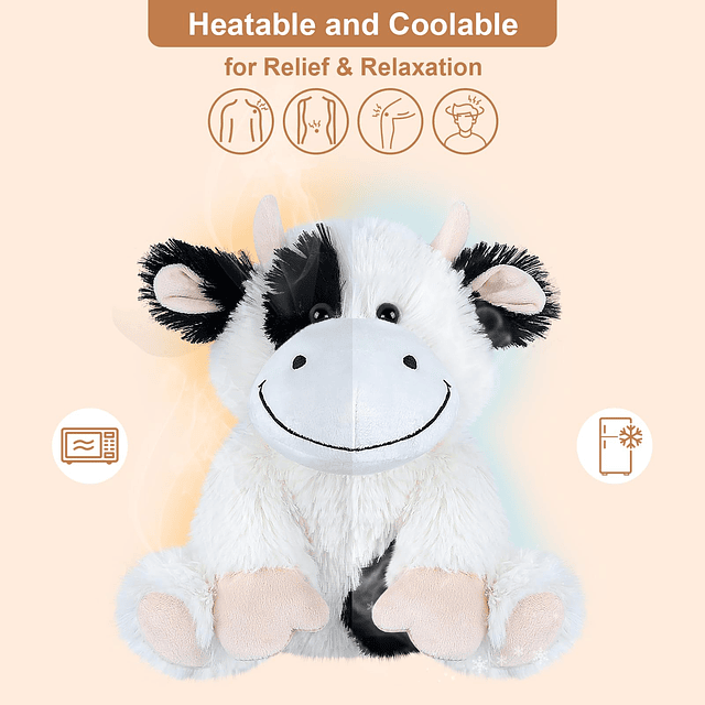 Animal de peluche de vaca calentable y refrigerable, almohad