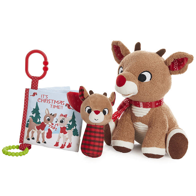 Rudolph, el reno de nariz roja, con peluche, sonajero de fel