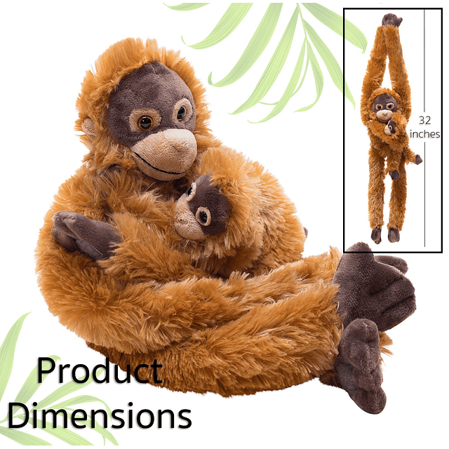 Animal de peluche de mono orangután colgante de 28 pulgadas