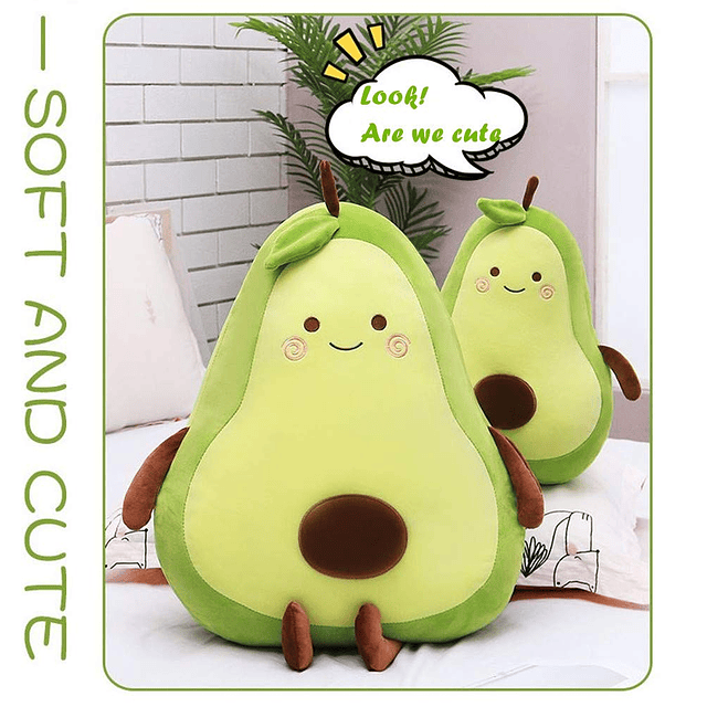 Muñeco de peluche de aguacate de simulación grande verde de