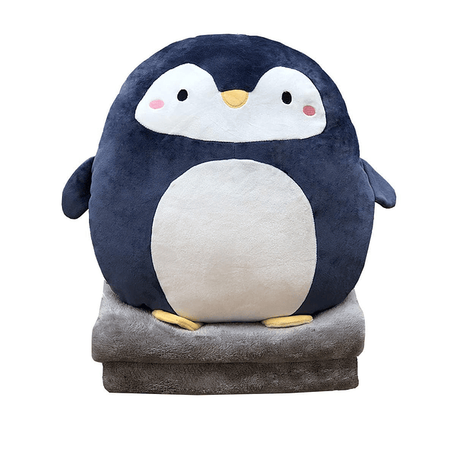 Almohada de felpa de pingüino de 16 pulgadas, manta en una l