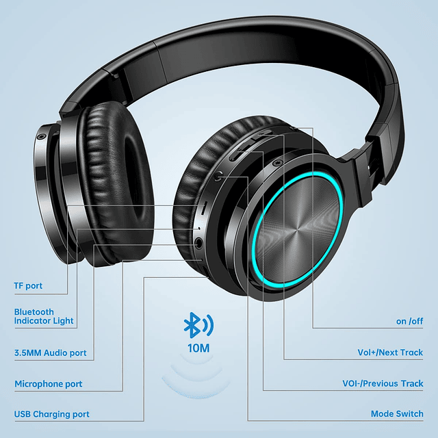 Auriculares inalámbricos B12, sonido estéreo HD sobre la ore