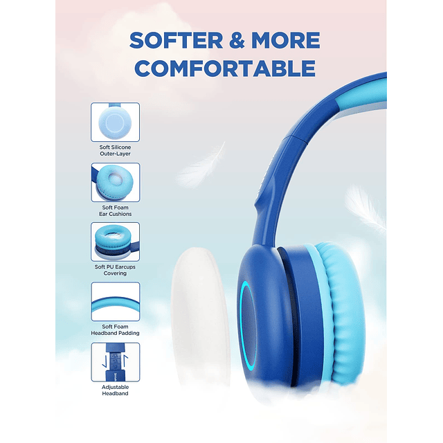 Auriculares Bluetooth inalámbricos para niños con 7 luces LE