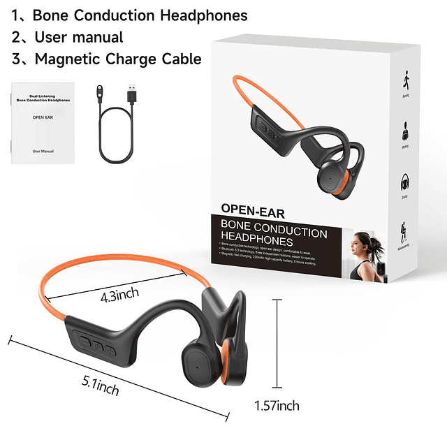 Auriculares de conducción ósea, auriculares inalámbricos imp