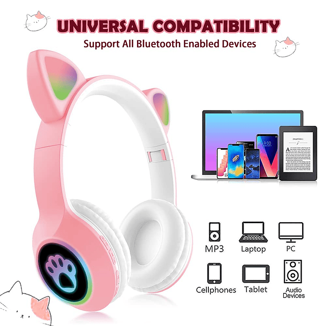 Auriculares Bluetooth inalámbricos para niños, auriculares p