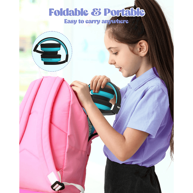 Auriculares Bluetooth para niños, coloridos auriculares inal