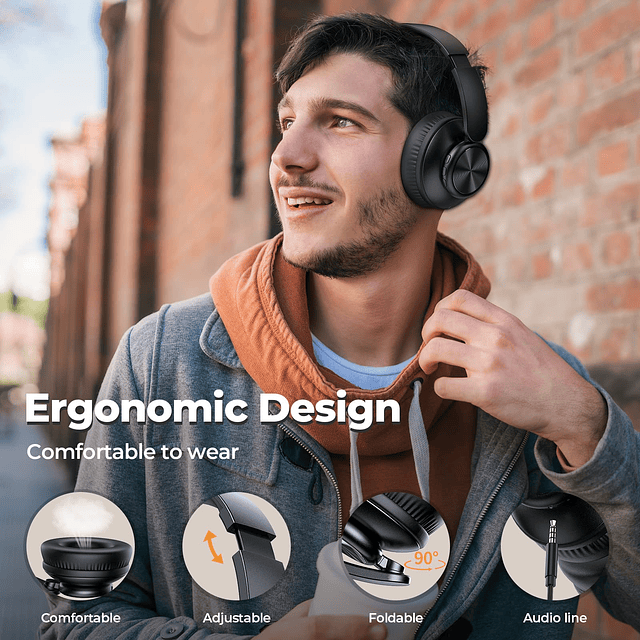 Auriculares inalámbricos Bluetooth V8 sobre la oreja, 80 hor