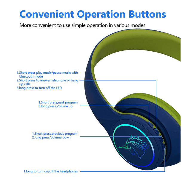 Auriculares Inalámbricos con Luces LED, Auriculares Bluetoot