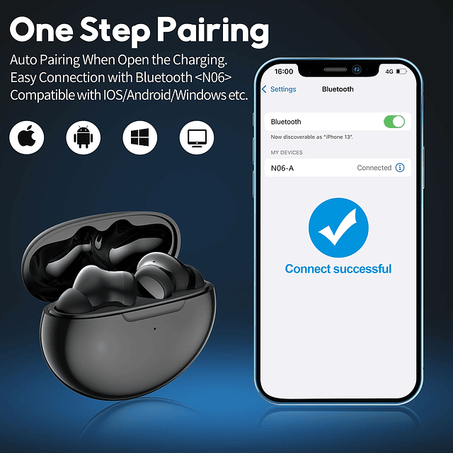 Auriculares inalámbricos N06 Bluetooth 5.2 Cancelación de ru