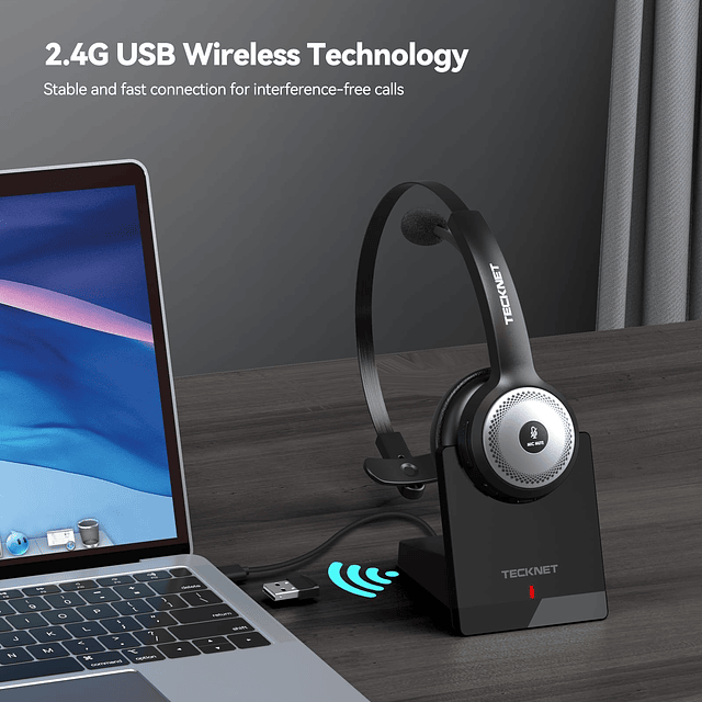 Auriculares Bluetooth 5.0 con micrófono para PC, auriculares