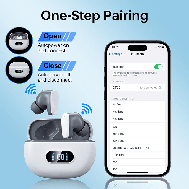 Auriculares inalámbricos Bluetooth 5.3 con pantalla digital