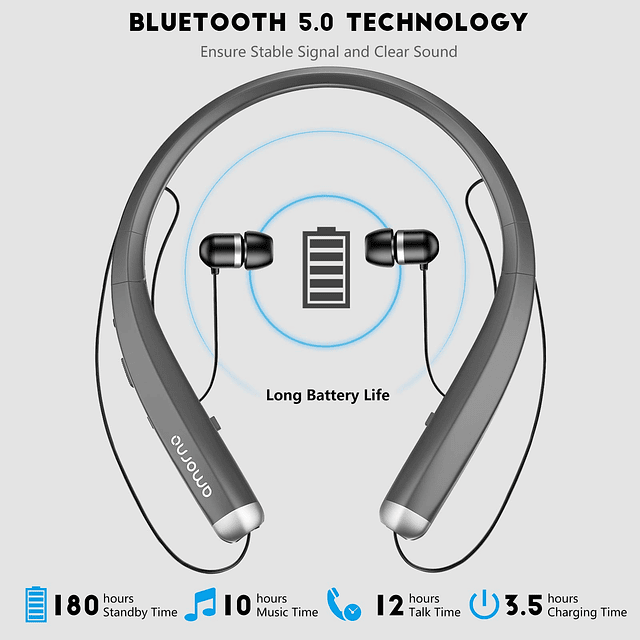 Auriculares Bluetooth plegables, auriculares deportivos inal