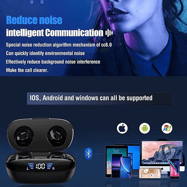 PROCESOR Auriculares Earbud - Bluetooth 5.3 + EDR - Sonido 3