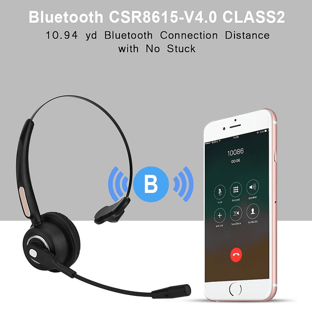 Auriculares Bluetooth para empresas con micrófono, 12 horas,