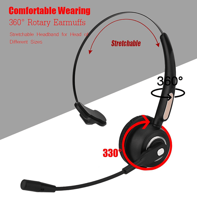 Auriculares Bluetooth para empresas con micrófono, 12 horas,