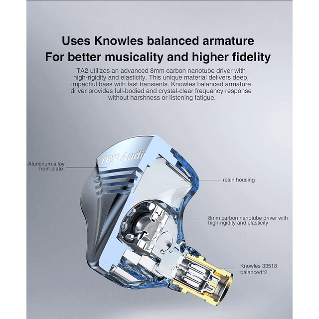 Auriculares intrauditivos TRN TA2 HiFi, controlador híbrido