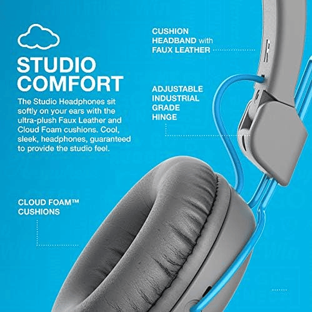 Audífonos supraaurales de estudio, audífonos con cable, gris