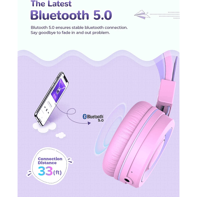 BTH02 Auriculares para Niños, Auriculares Inalámbricos para