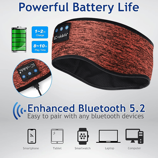 Auriculares para dormir con diadema Bluetooth, auriculares i