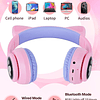 Auriculares Bluetooth para niñas, Orejas de Gato con luz LED