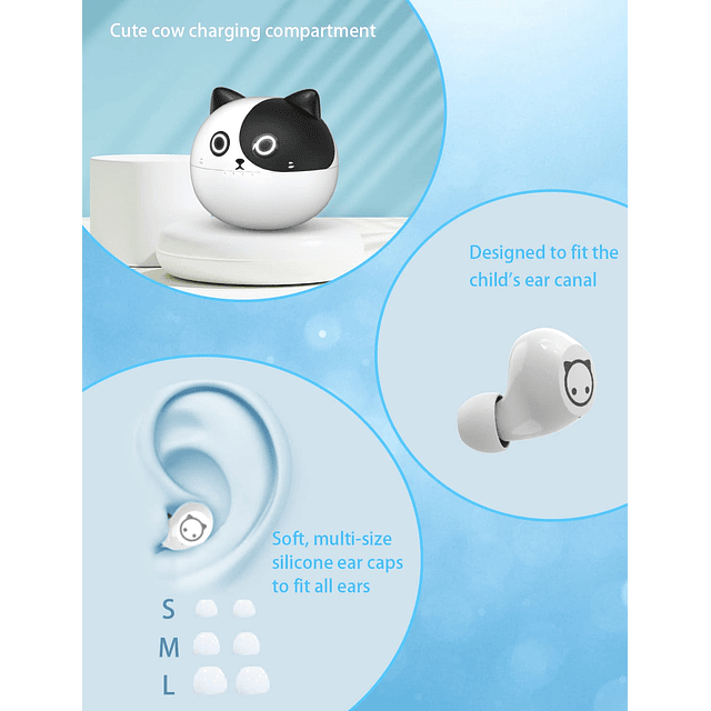 Lindo gato de leche para niños, auriculares internos inalámb