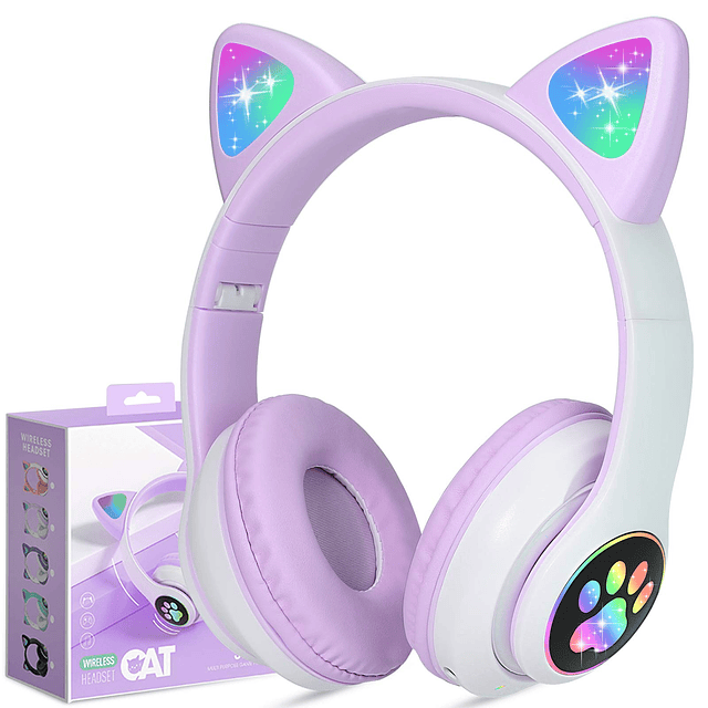 Auriculares inalámbricos Oreja de Gato con luz LED Bluetooth