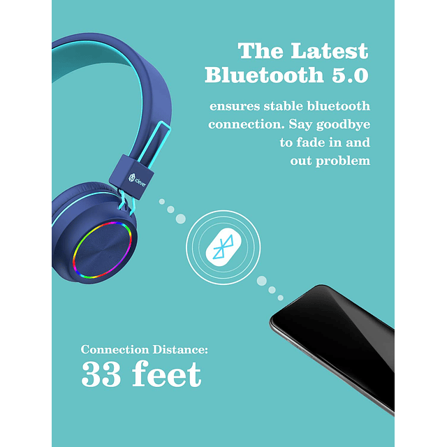 BTH03 Auriculares Bluetooth para niños Volumen seguro, luces