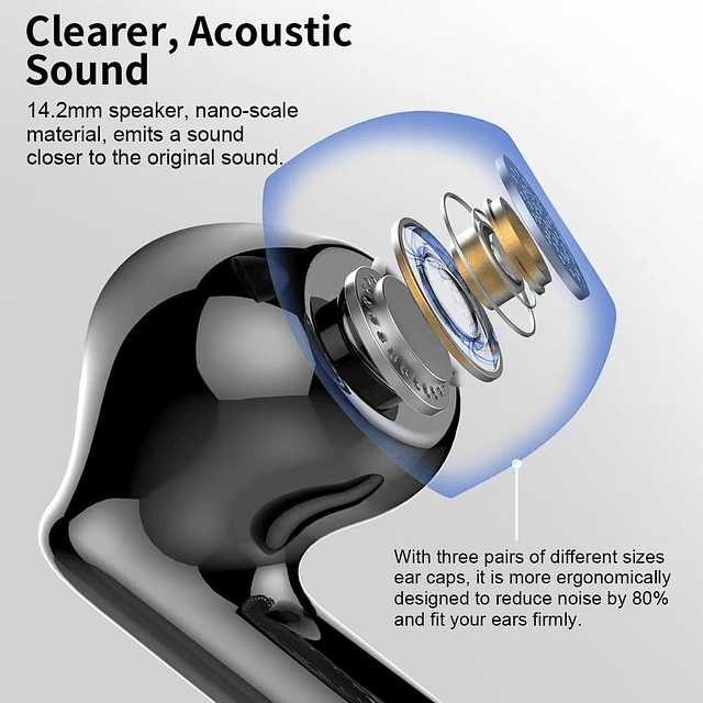 Auriculares inalámbricos, Bluetooth 5.3, estéreo de graves,